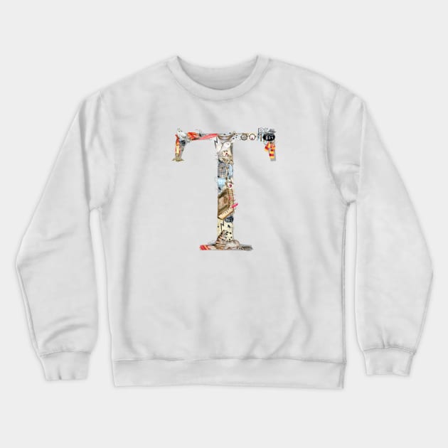 Magical letter T, Monogram,Custom Letter Print, Initials Crewneck Sweatshirt by Simple Wishes Art